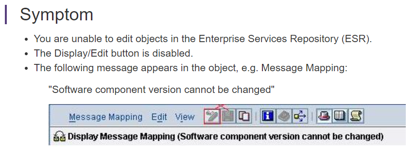software component version cannot be changed